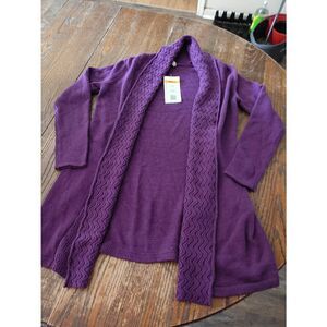 New Leo & Nicole Womens Small Purple Plum Cardigan Sweater Open Front Knit